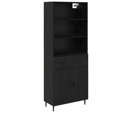 Augstais Skapītis 2 Pcs Melns Ozolkoks 69,5 X 34 X 180 Cm Vidaxl