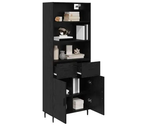 Augstais Skapītis 2 Pcs Melns Ozolkoks 69,5 X 34 X 180 Cm Vidaxl