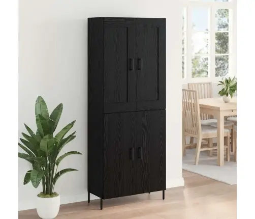 Augstais Skapītis 2 Pcs Melns Ozolkoks 69,5 X 34 X 180 Cm Vidaxl