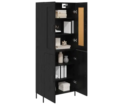 Augstais Skapītis 2 Pcs Melns Ozolkoks 69,5 X 34 X 180 Cm Vidaxl