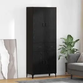 Aukštas Spintelė Su Stalčių Juodas Ąžuolas 69,5 X 34 X 180 Cm