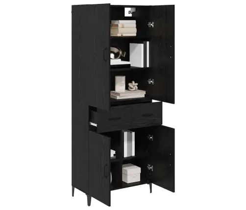 Aukštas Spintelė Su Stalčių Juodas Ąžuolas 69,5 X 34 X 180 Cm