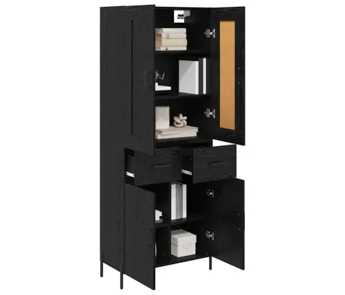 Aukštas Spintelė 2 Pcs Juodas Ąžuolas 69,5 X 34 X 180 Cm