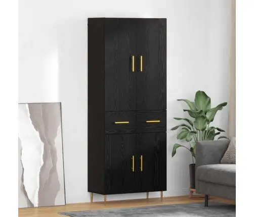 Aukštas Spintelė Su Stalčių Juodas Ąžuolas 69,5 X 34 X 180 Cm