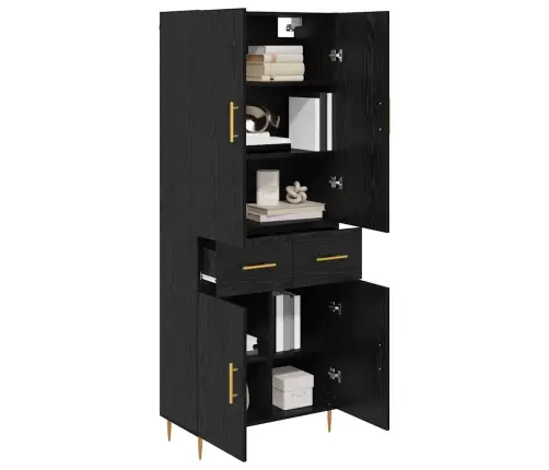 Aukštas Spintelė Su Stalčių Juodas Ąžuolas 69,5 X 34 X 180 Cm