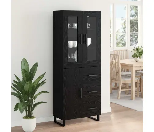 Augstais Skapītis Melns Ozolkoks 69,5 X 34 X 180 Cm Vidaxl