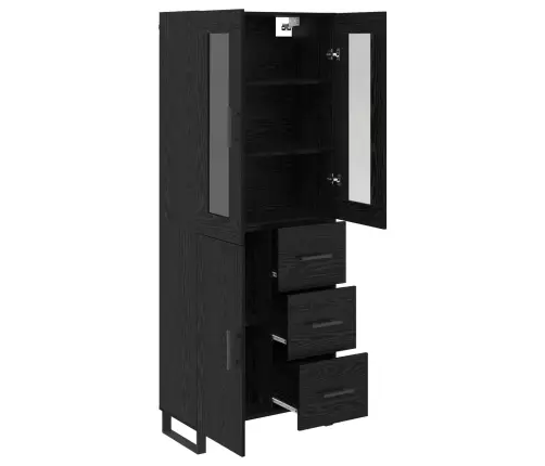 Augstais Skapītis Melns Ozolkoks 69,5 X 34 X 180 Cm Vidaxl