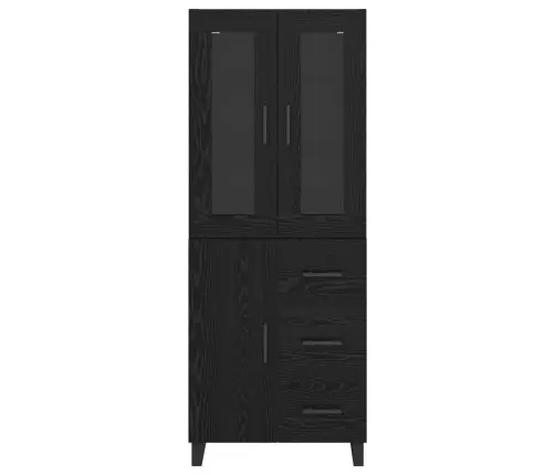 Augstais Skapītis Melns Ozolkoks 69,5 X 34 X 180 Cm Vidaxl