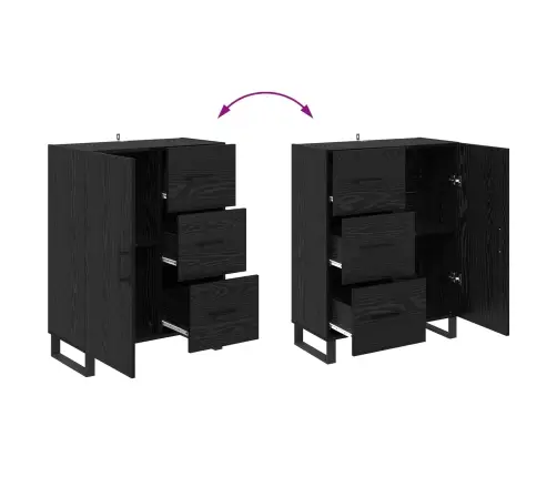 Augstais Skapītis Melns Ozolkoks 69,5 X 34 X 180 Cm Vidaxl