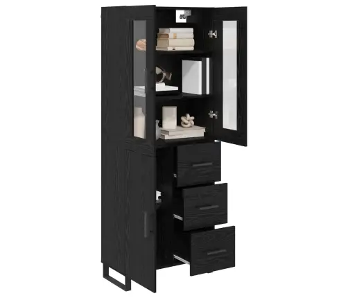 Augstais Skapītis Melns Ozolkoks 69,5 X 34 X 180 Cm Vidaxl