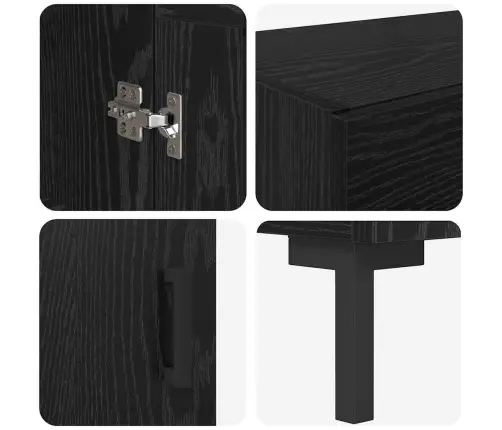 Augstais Skapītis Melns Ozolkoks 69,5 X 34 X 180 Cm Vidaxl