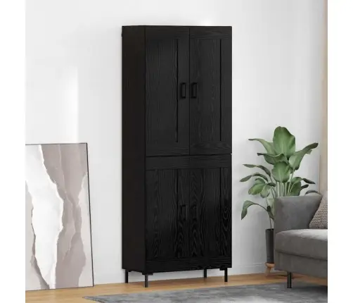 Augstais Skapītis Melns Ozolkoks 69,5 X 34 X 180 Cm Vidaxl