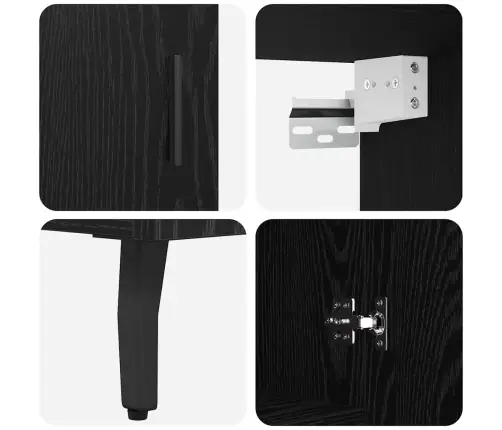 Augstais Skapītis 2 Pcs Melns Ozolkoks 69,5 X 34 X 180 Cm Vidaxl