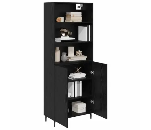 Augstais Skapītis 2 Pcs Melns Ozolkoks 69,5 X 34 X 180 Cm Vidaxl