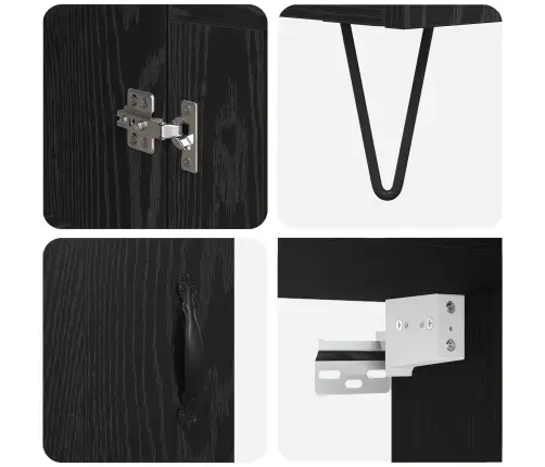 Aukštas Spintelė Juodas Ąžuolas 69,5 X 34 X 180 Cm