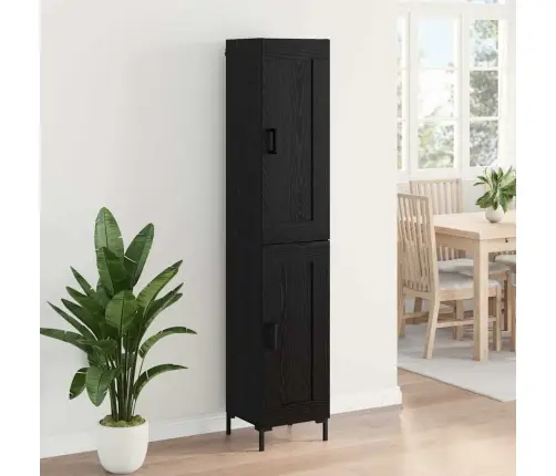 Augstais Skapītis Melns Ozolkoks 34,5 X 34 X 180 Cm Vidaxl