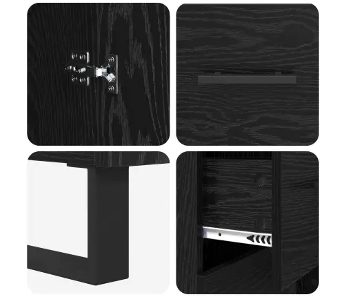 Kõrgushein Sahtliga 2 Pcs Must Tamm Kunstlik Puit Ja Klaas