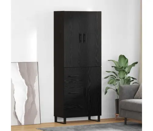 Kõrgushein Sahtliga 2 Pcs Must Tamm Kunstlik Puit Ja Klaas