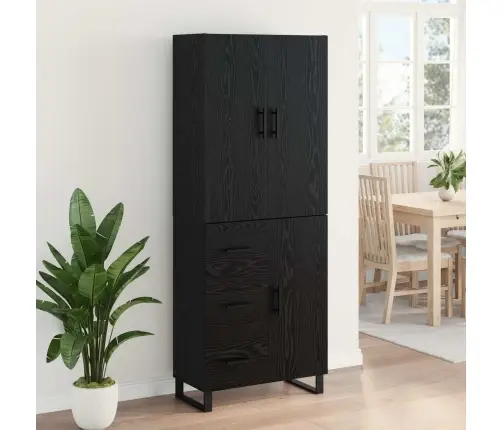 Kõrgushein Sahtliga 2 Pcs Must Tamm Kunstlik Puit Ja Klaas