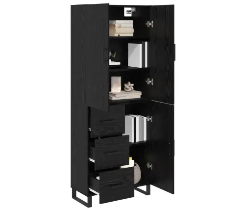 Kõrgushein Sahtliga 2 Pcs Must Tamm Kunstlik Puit Ja Klaas