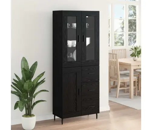 Augstais Skapītis Melns Ozolkoks 69,5 X 34 X 180 Cm Vidaxl