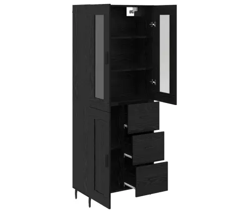 Augstais Skapītis Melns Ozolkoks 69,5 X 34 X 180 Cm Vidaxl