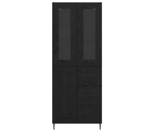 Augstais Skapītis Melns Ozolkoks 69,5 X 34 X 180 Cm Vidaxl