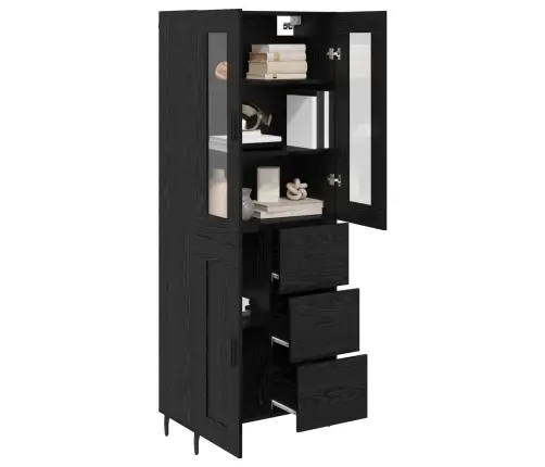 Augstais Skapītis Melns Ozolkoks 69,5 X 34 X 180 Cm Vidaxl