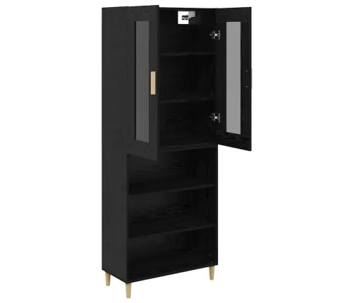 Augstais Skapītis 2 Pcs Melns Ozolkoks Inženierijas Koks Vidaxl