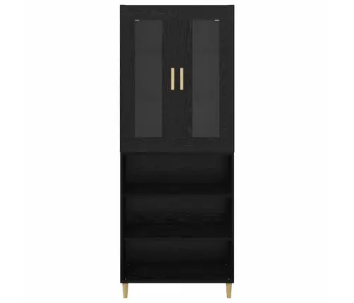 Augstais Skapītis 2 Pcs Melns Ozolkoks Inženierijas Koks Vidaxl