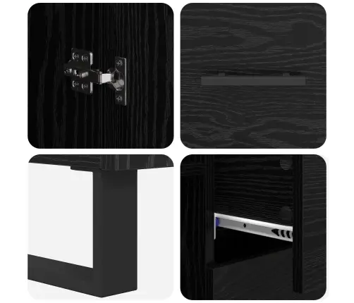 Augstais Skapītis 2 Pcs Melns Ozolkoks Koka Un Stikla Materiāls Vidaxl