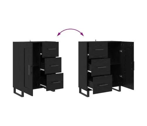 Augstais Skapītis 2 Pcs Melns Ozolkoks Koka Un Stikla Materiāls Vidaxl