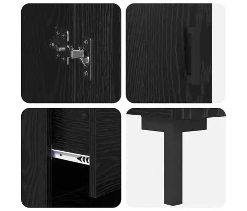 Augstais Skapītis 2 Pcs Melns Ozolkoks 69,5 X 34 X 180 Cm Vidaxl