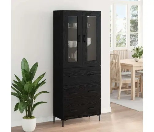 Augstais Skapītis 2 Pcs Melns Ozolkoks 69,5 X 34 X 180 Cm Vidaxl