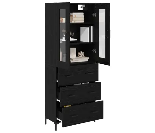 Augstais Skapītis 2 Pcs Melns Ozolkoks 69,5 X 34 X 180 Cm Vidaxl