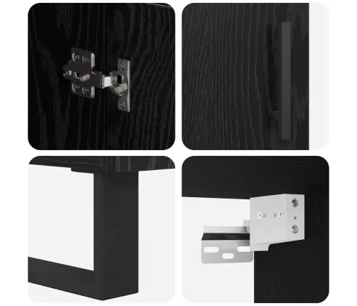 Augstais Skapītis Melns Ozolkoks 69,5 X 34 X 180 Cm Vidaxl