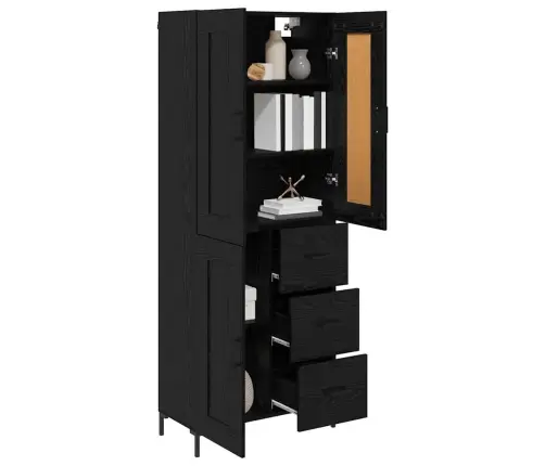 Aukštas Spintelė Su Stalčių Juodas Ąžuolas 69,5 X 34 X 180 Cm