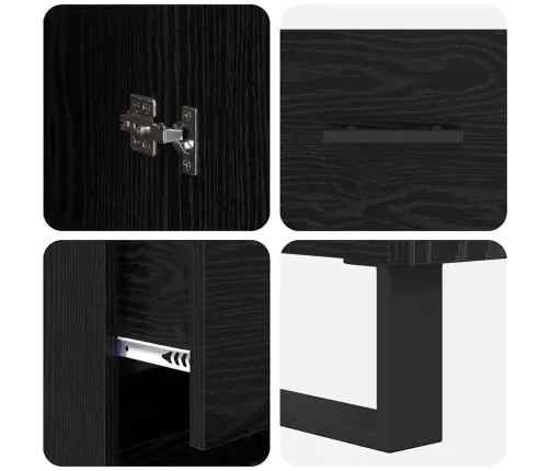 Augstais Skapītis Melns Ozolkoks 34,5 X 34 X 180 Cm Vidaxl