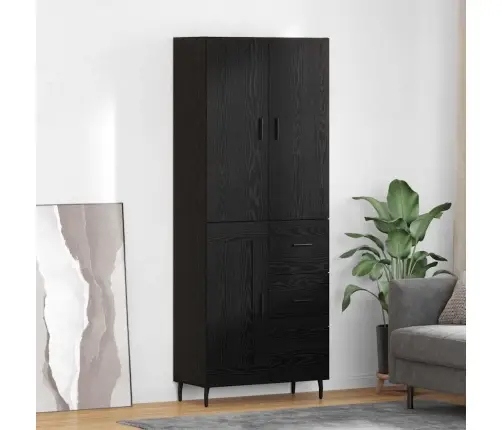 Augstais Skapītis 2 Pcs Melns Ozols 69,5 X 34 X 180 Cm Vidaxl