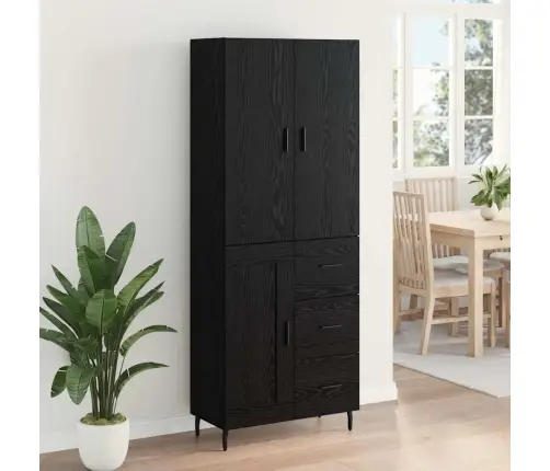 Augstais Skapītis 2 Pcs Melns Ozols 69,5 X 34 X 180 Cm Vidaxl