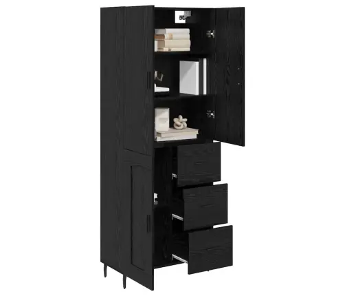 Augstais Skapītis 2 Pcs Melns Ozols 69,5 X 34 X 180 Cm Vidaxl