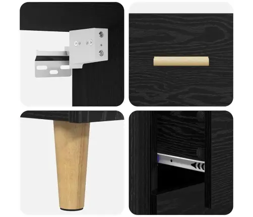 Augstais Skapītis 2 Pcs Melns Ozolkoks 69,5 X 34 X 180 Cm Vidaxl