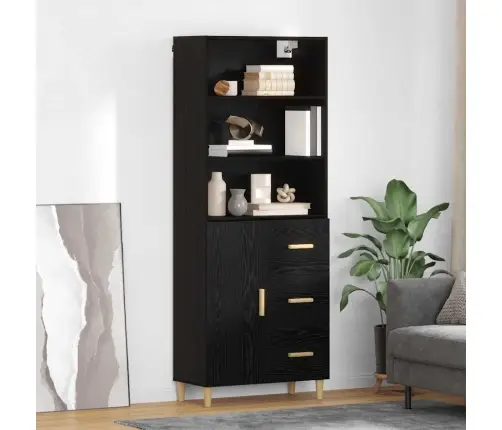 Augstais Skapītis 2 Pcs Melns Ozolkoks 69,5 X 34 X 180 Cm Vidaxl