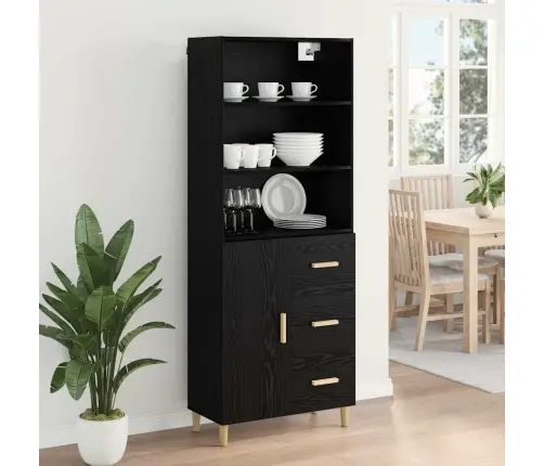 Augstais Skapītis 2 Pcs Melns Ozolkoks 69,5 X 34 X 180 Cm Vidaxl