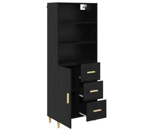 Augstais Skapītis 2 Pcs Melns Ozolkoks 69,5 X 34 X 180 Cm Vidaxl