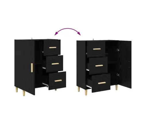 Augstais Skapītis 2 Pcs Melns Ozolkoks 69,5 X 34 X 180 Cm Vidaxl