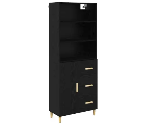 Augstais Skapītis 2 Pcs Melns Ozolkoks 69,5 X 34 X 180 Cm Vidaxl