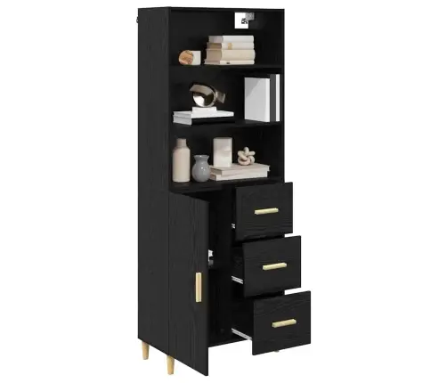 Augstais Skapītis 2 Pcs Melns Ozolkoks 69,5 X 34 X 180 Cm Vidaxl