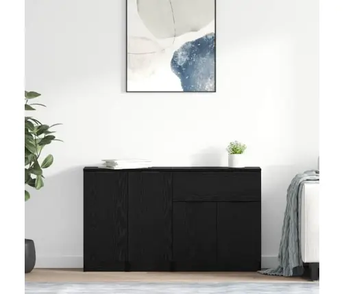 Šoninės Lentynos 3 Pcs Juoda Ąžuolo 69,5 X 34 X 180 Cm