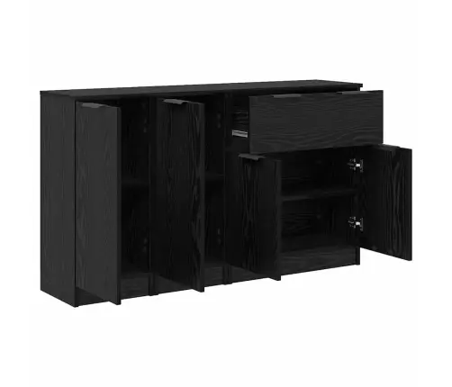 Šoninės Lentynos 3 Pcs Juoda Ąžuolo 69,5 X 34 X 180 Cm